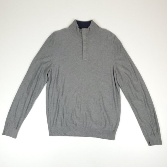 JWN John W Nordstrom grey quarter zip w cashmere - Picture 2 of 9